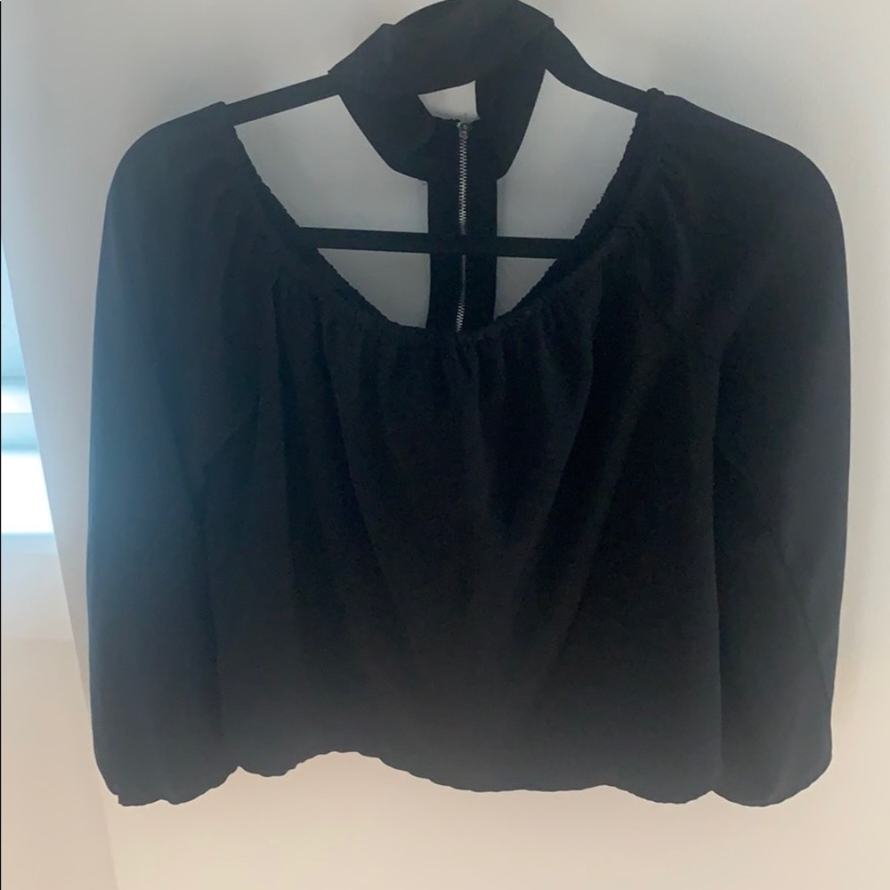 Misguided Black Long Sleeve Off The Shoulder Shirt